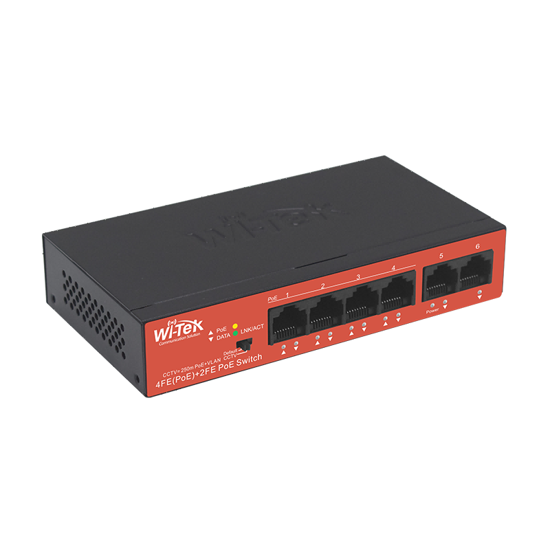 WI-TEK | SWITCH POE 6 PORT 4-PORT + 2 UPLINK